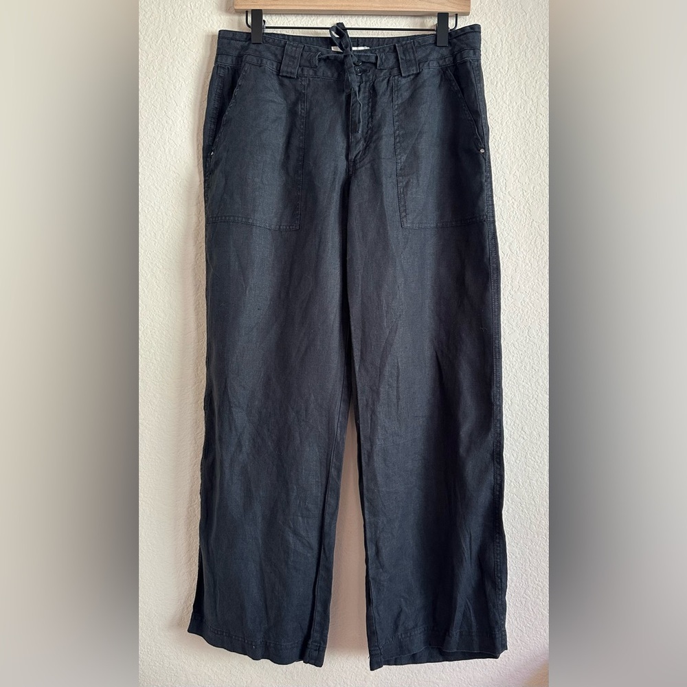 Johnny Was Calme Pants Organic Black Linen Wide Leg Women’s S Beach Lagenlook
